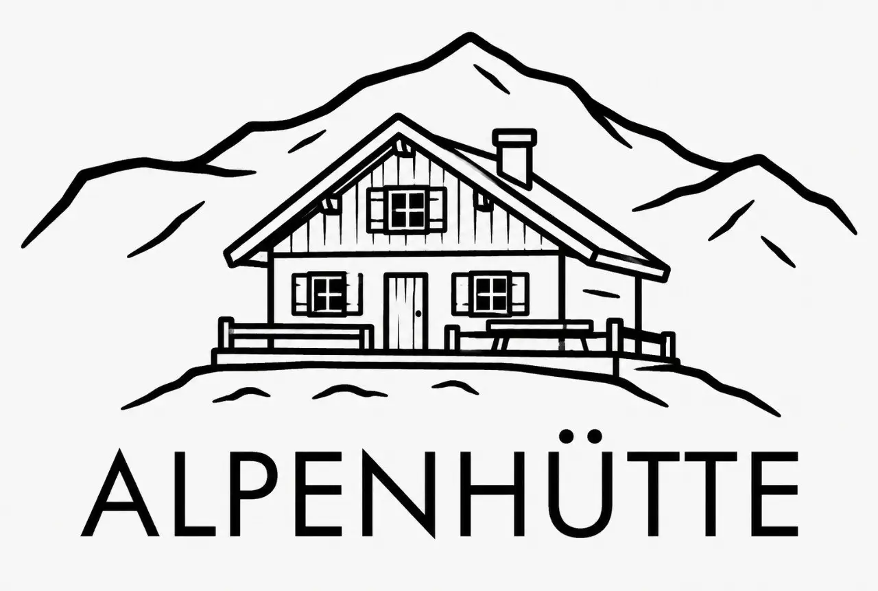 Individuelle Grafik: Alpenhütte mit Bergpanorama